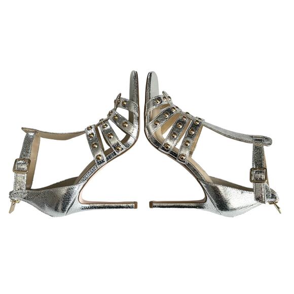 Jessica Simpson Womens Oprina Silver Metallic Studded High Heel Sandals Size 7.5 - Picture 5 of 9